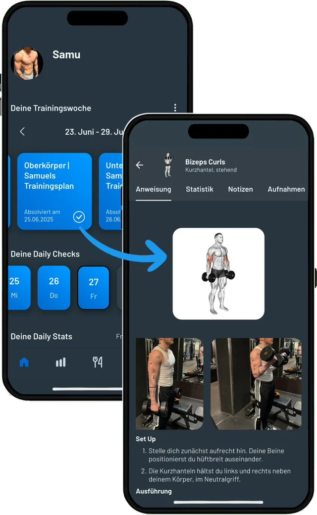 Übungsansicht in der Coaching-App